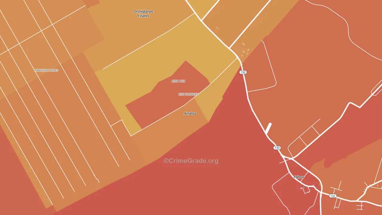 Ainaloa, HI Map of Burglary Rates
