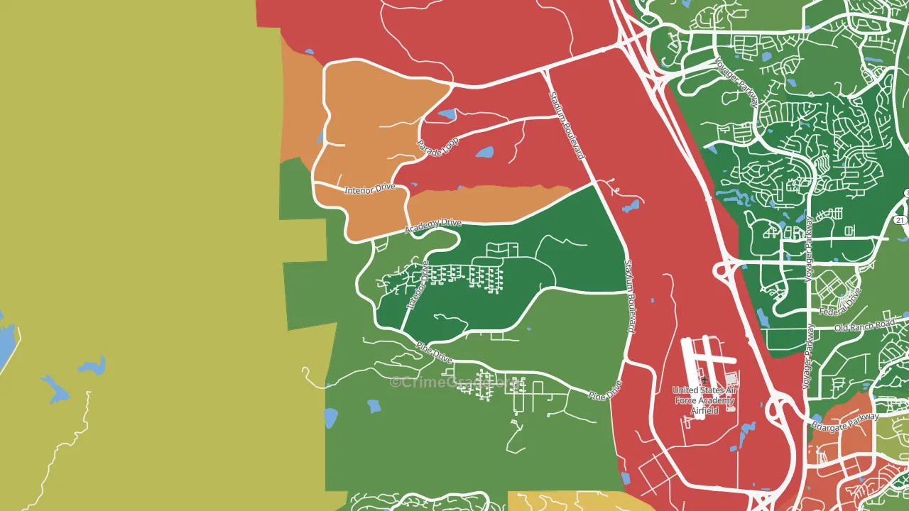 Air Force Academy, CO Map of Burglary Rates