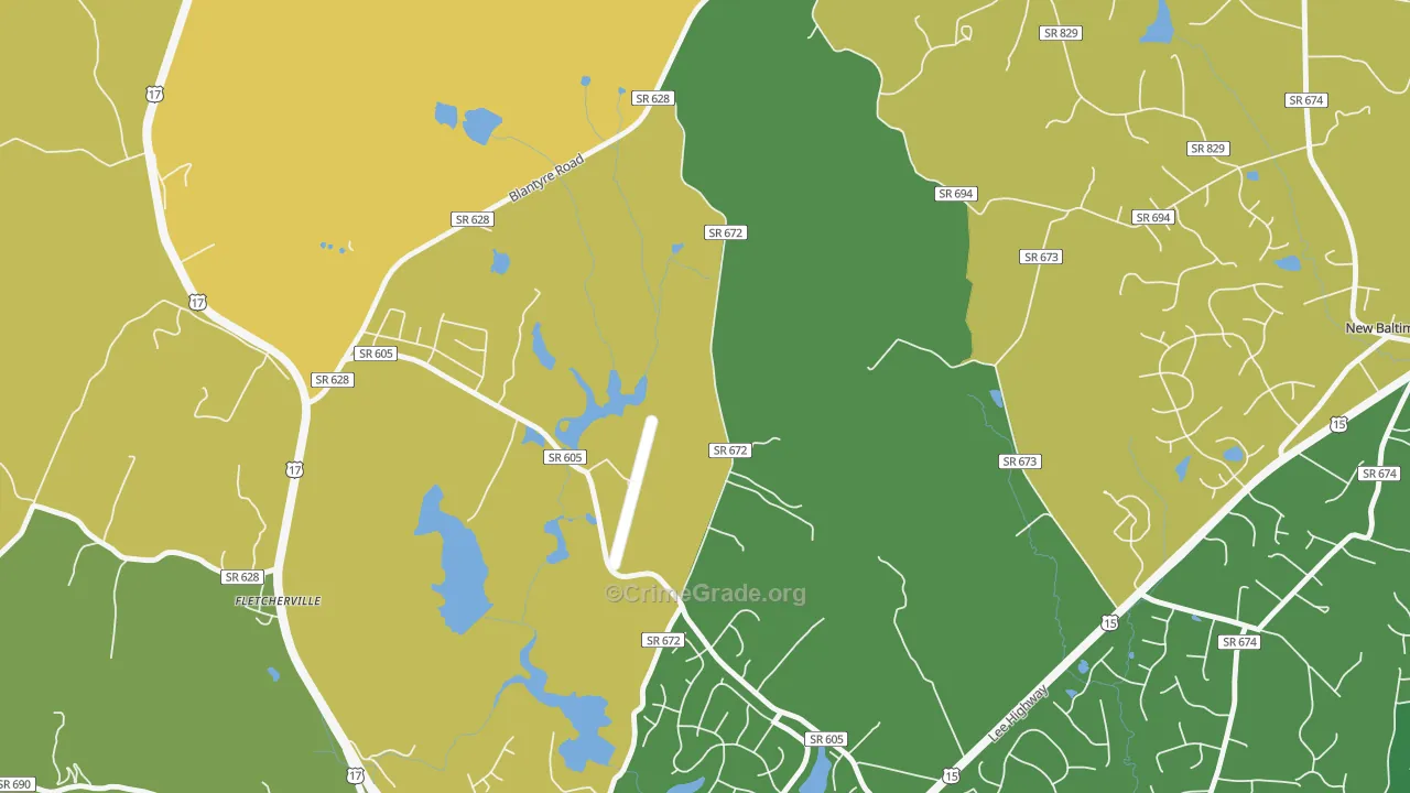 Airlie, VA Map of Burglary Rates