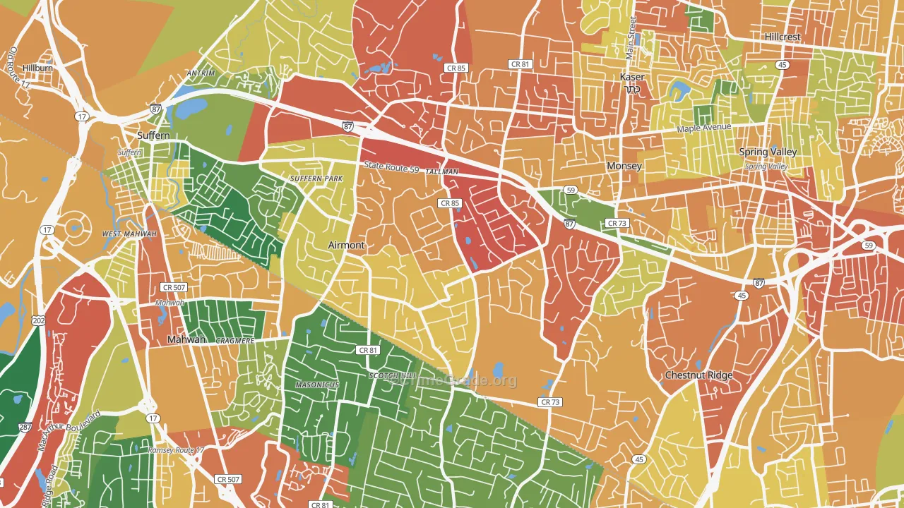 Airmont, NY Map of Burglary Rates