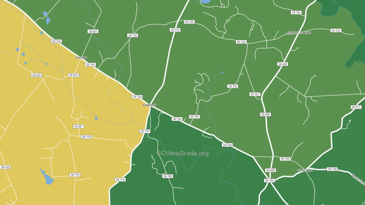 Airmont, VA Map of Burglary Rates