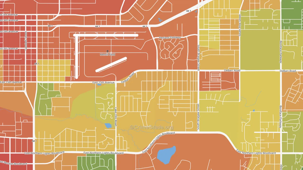 Airport Heights, Anchorage, AK Map of Burglary Rates