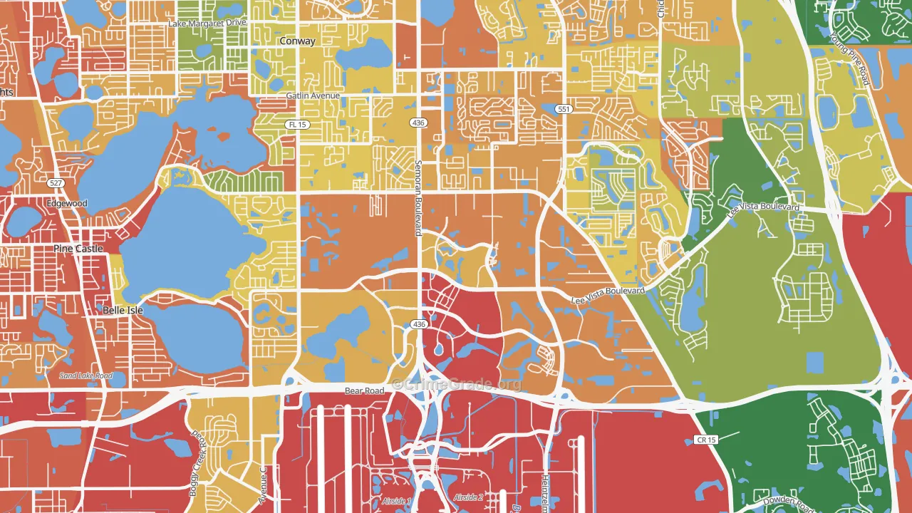 Airport North, Orlando, FL Map of Burglary Rates