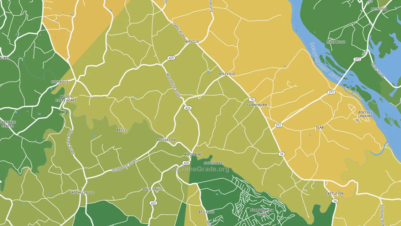 Airville, PA Map of Burglary Rates