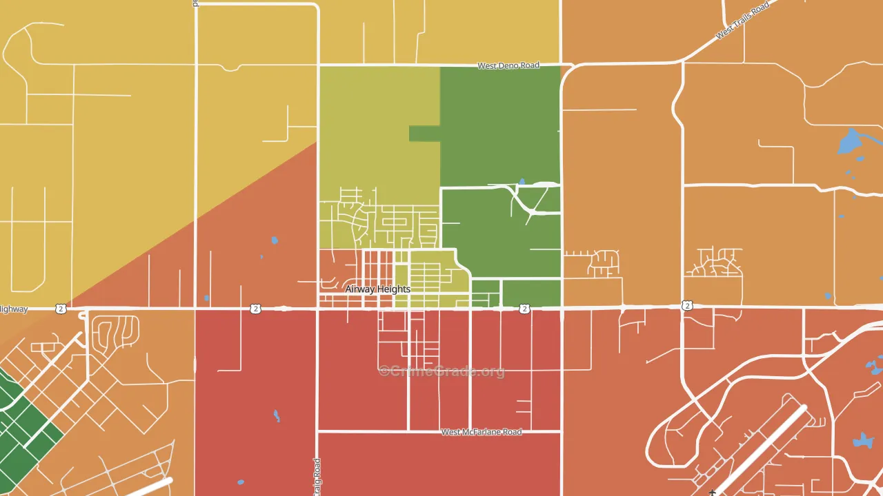 Airway Heights, WA Map of Burglary Rates