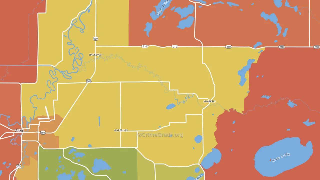 Aitkin County, MN Map of Burglary Rates