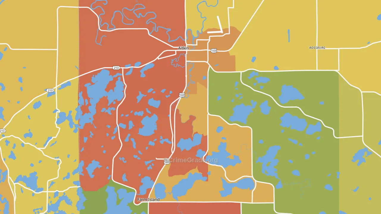 Aitkin, MN Map of Burglary Rates