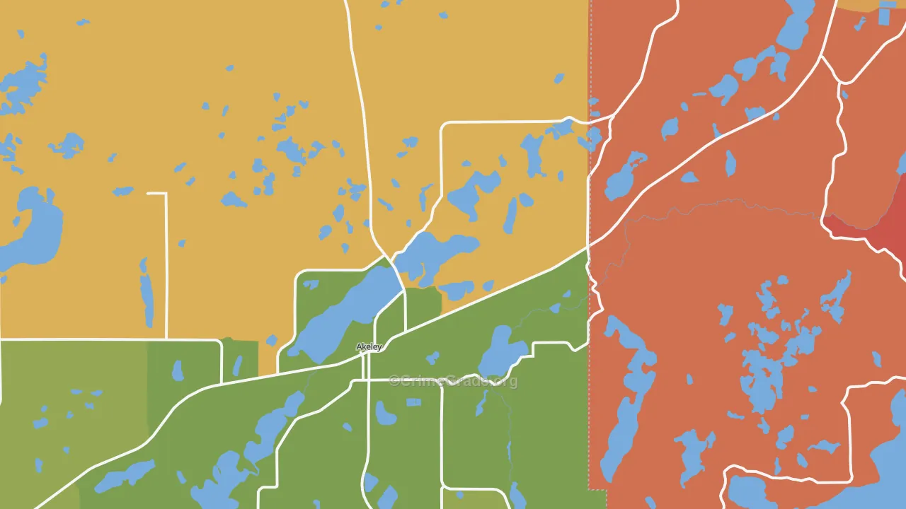 Akeley, MN Map of Burglary Rates