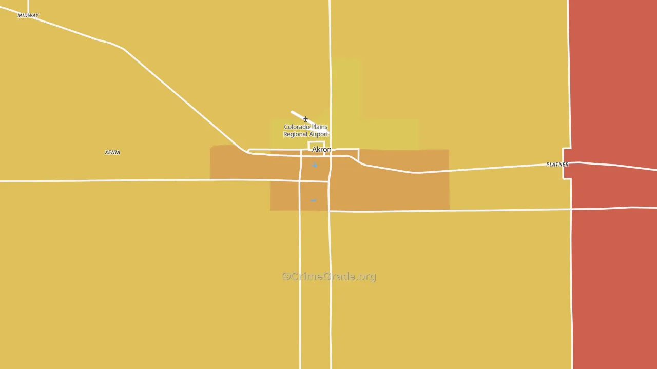 Akron, CO Map of Burglary Rates