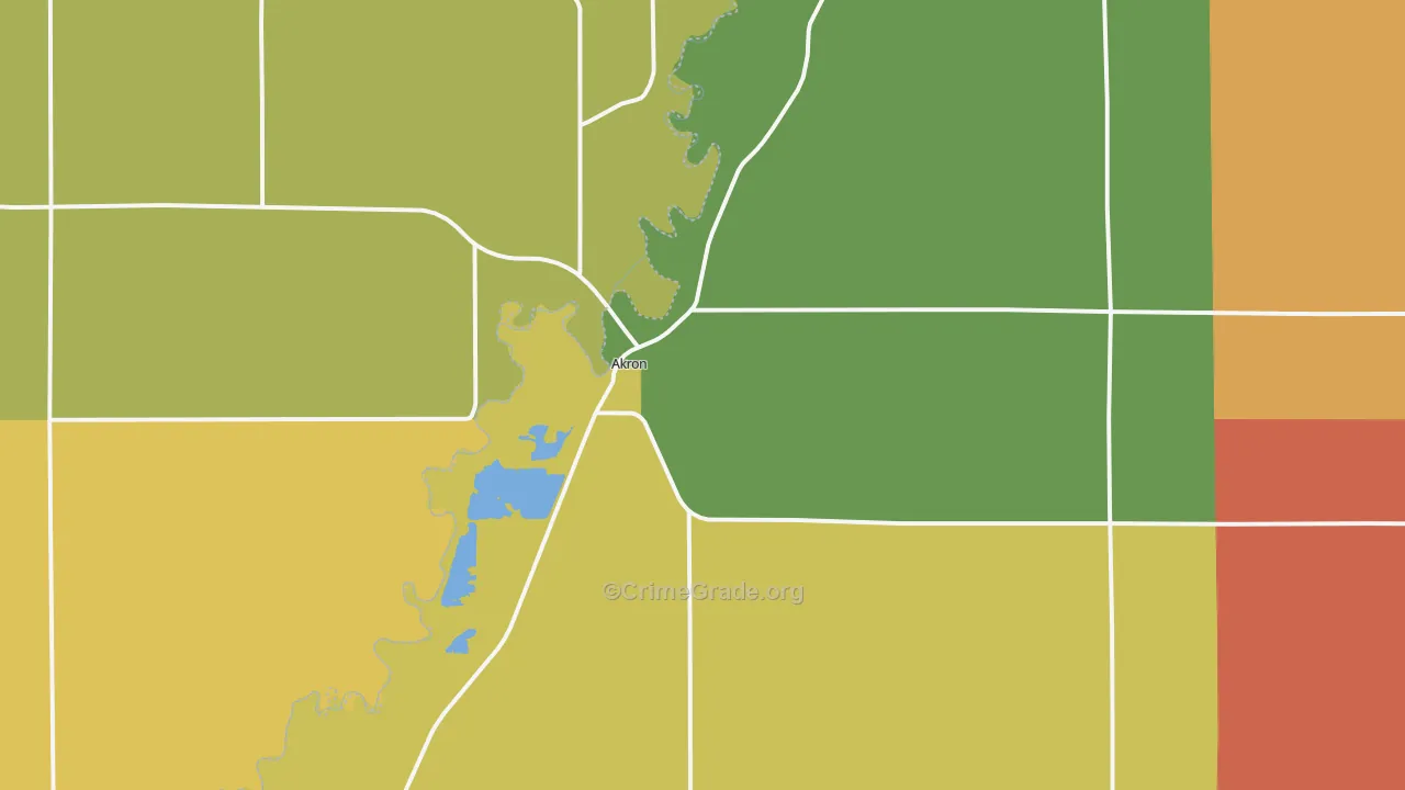 Akron, IA Map of Burglary Rates