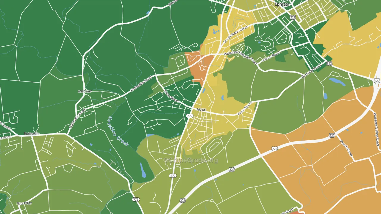 Akron, PA Map of Burglary Rates