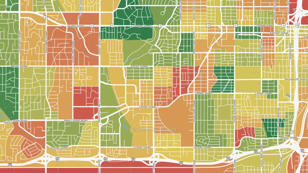 Aksarben-Elmwood Park, Omaha, NE Map of Burglary Rates