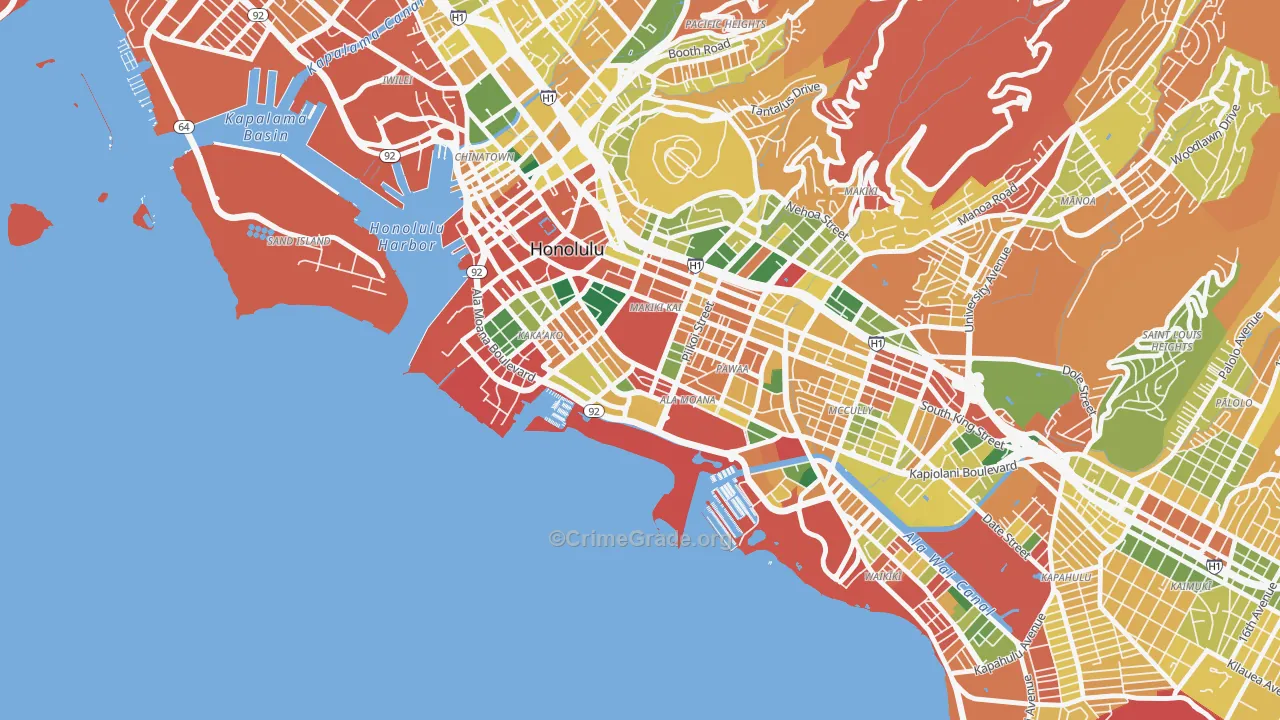 Ala Moana-Kakaako, Honolulu, HI Map of Burglary Rates