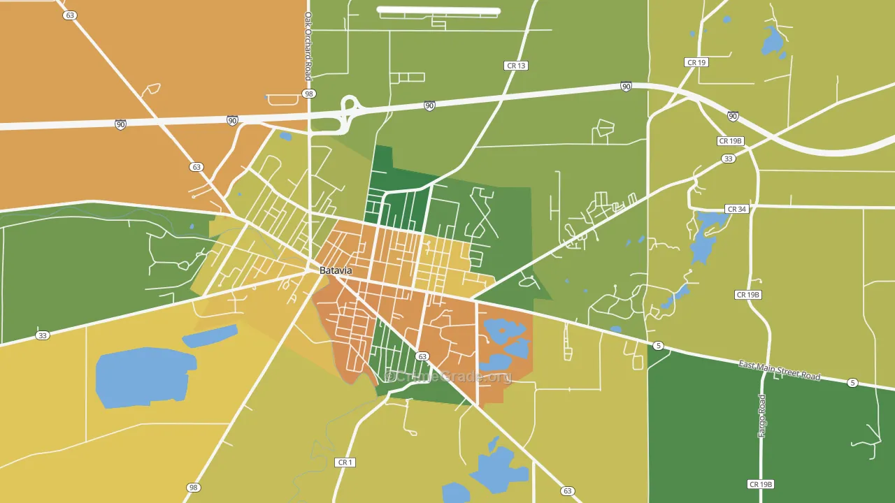 Alabama, NY Map of Burglary Rates