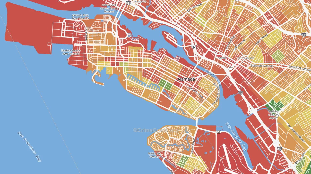 Alameda, CA Map of Burglary Rates