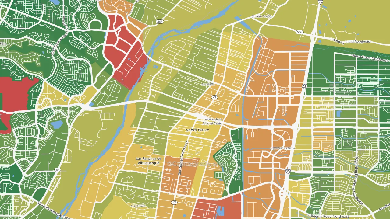 Alamedan Valley, North Valley, NM Map of Burglary Rates