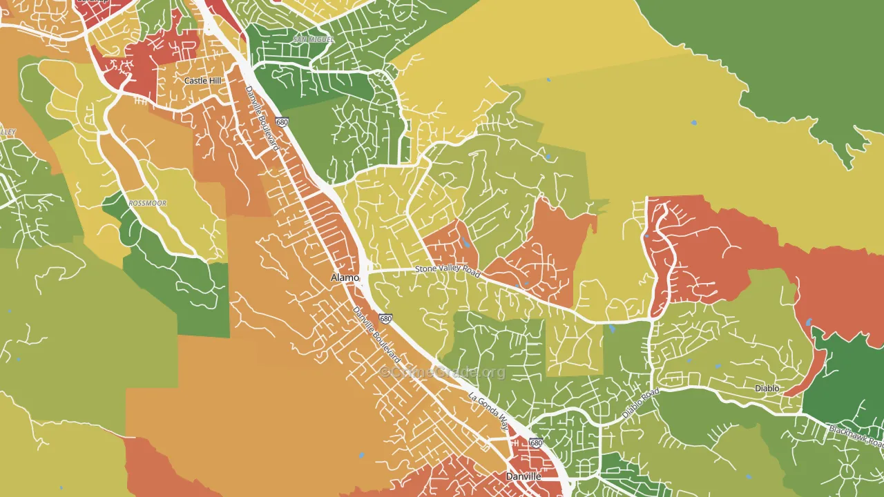 Alamo, CA Map of Burglary Rates