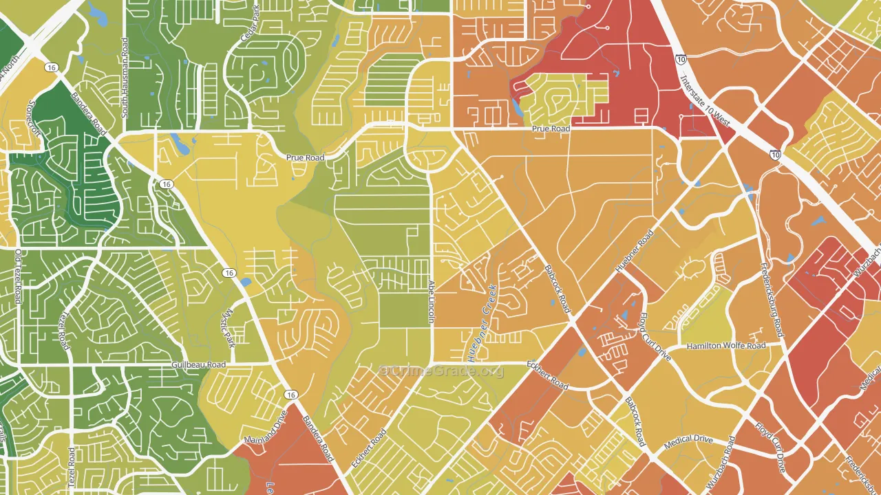 Alamo Farmsteads-Babcock Road, San Antonio, TX Map of Burglary Rates