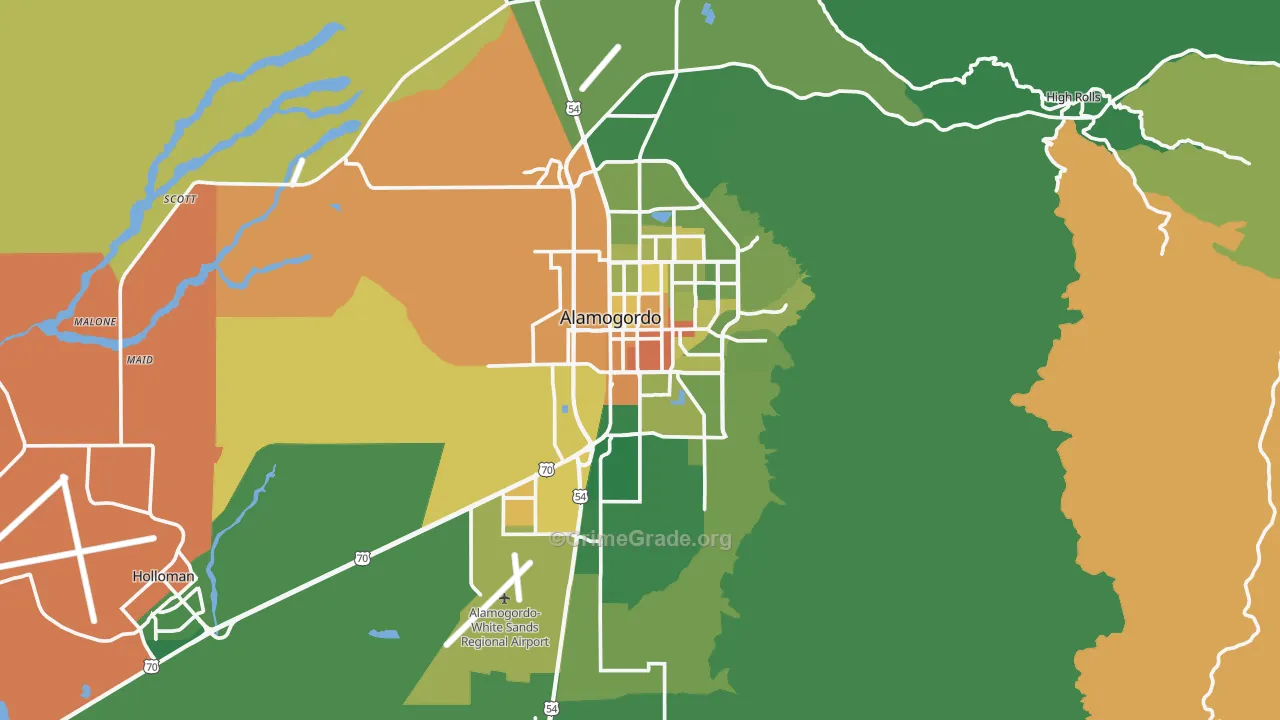 Alamogordo, NM Map of Burglary Rates
