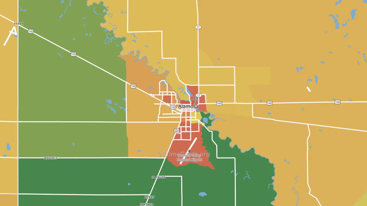 Alamosa, CO Map of Burglary Rates
