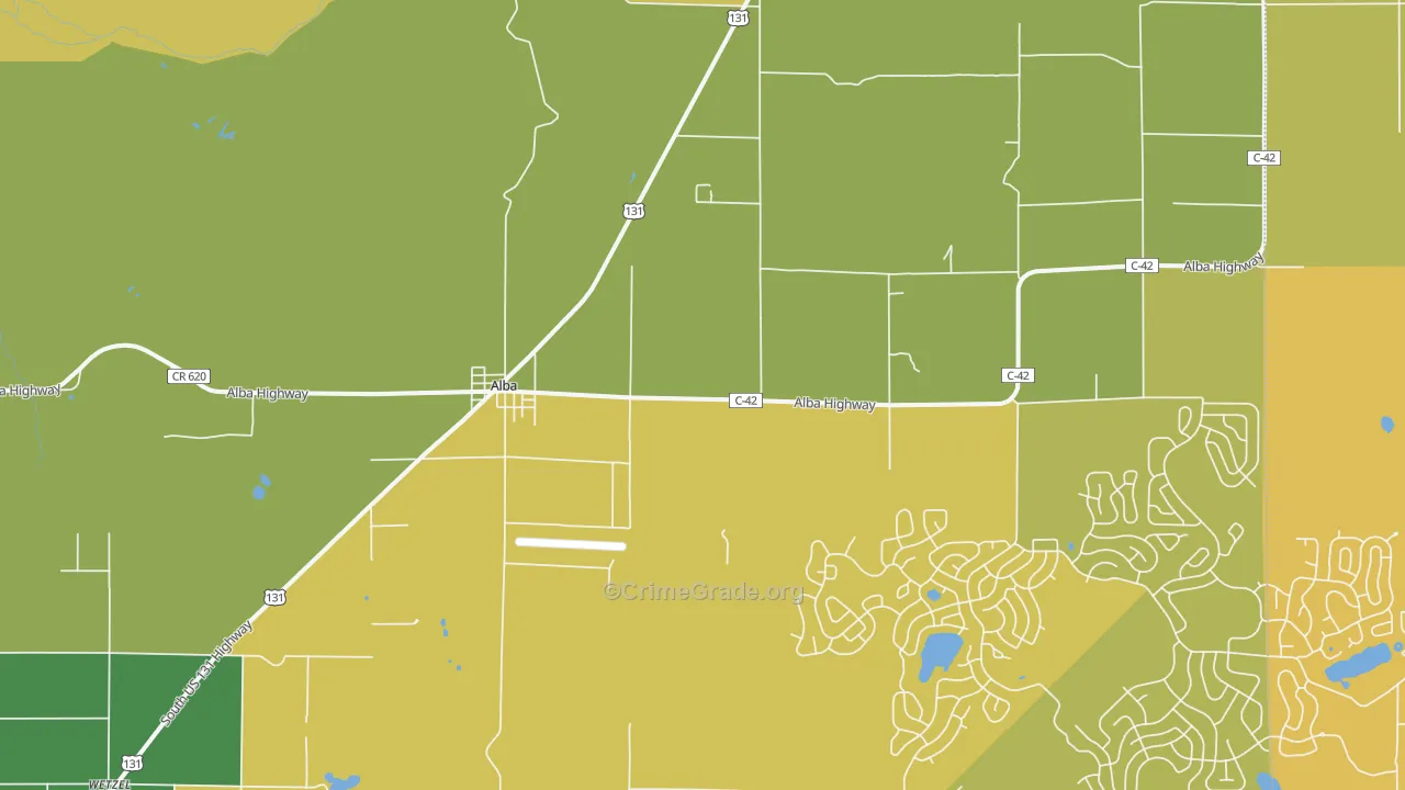 Alba, MI Map of Burglary Rates