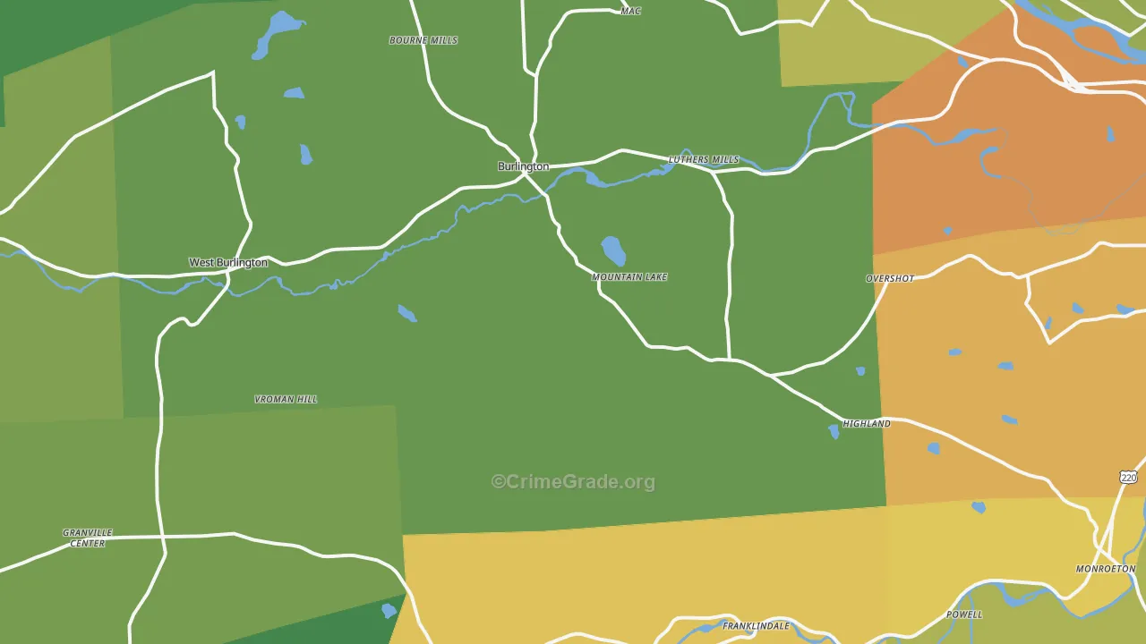 Alba, PA Map of Burglary Rates