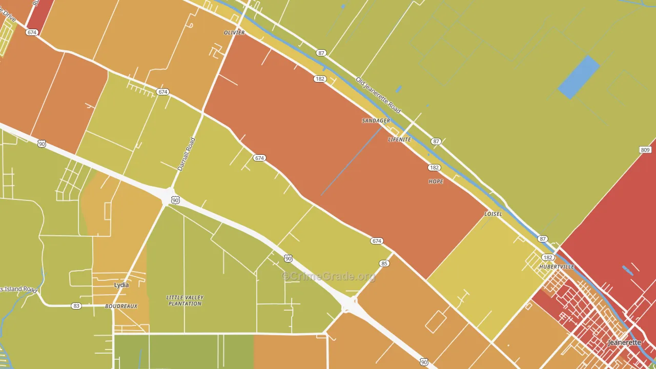 Albania, LA Map of Burglary Rates
