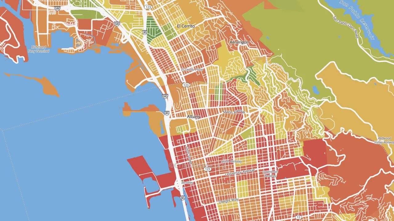 Albany, CA Map of Burglary Rates