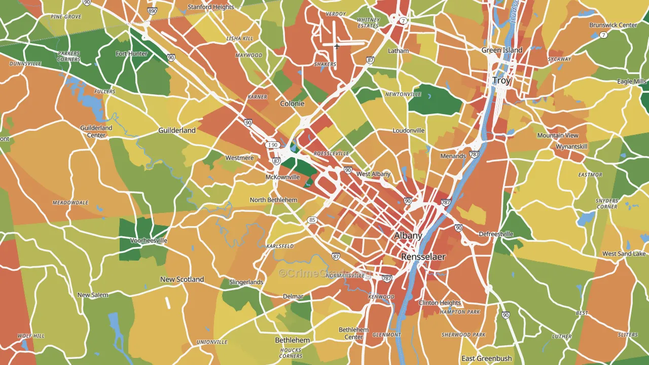 Albany County, NY Map of Burglary Rates