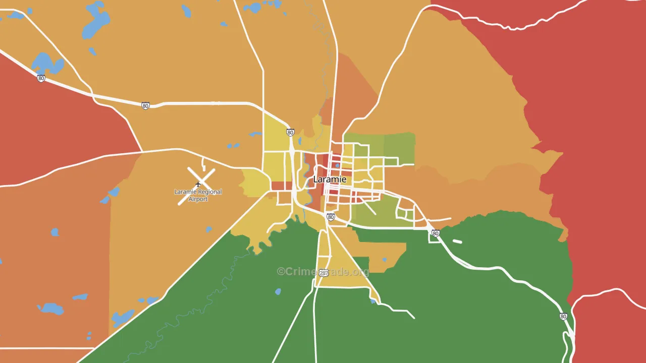 Albany County, WY Map of Burglary Rates