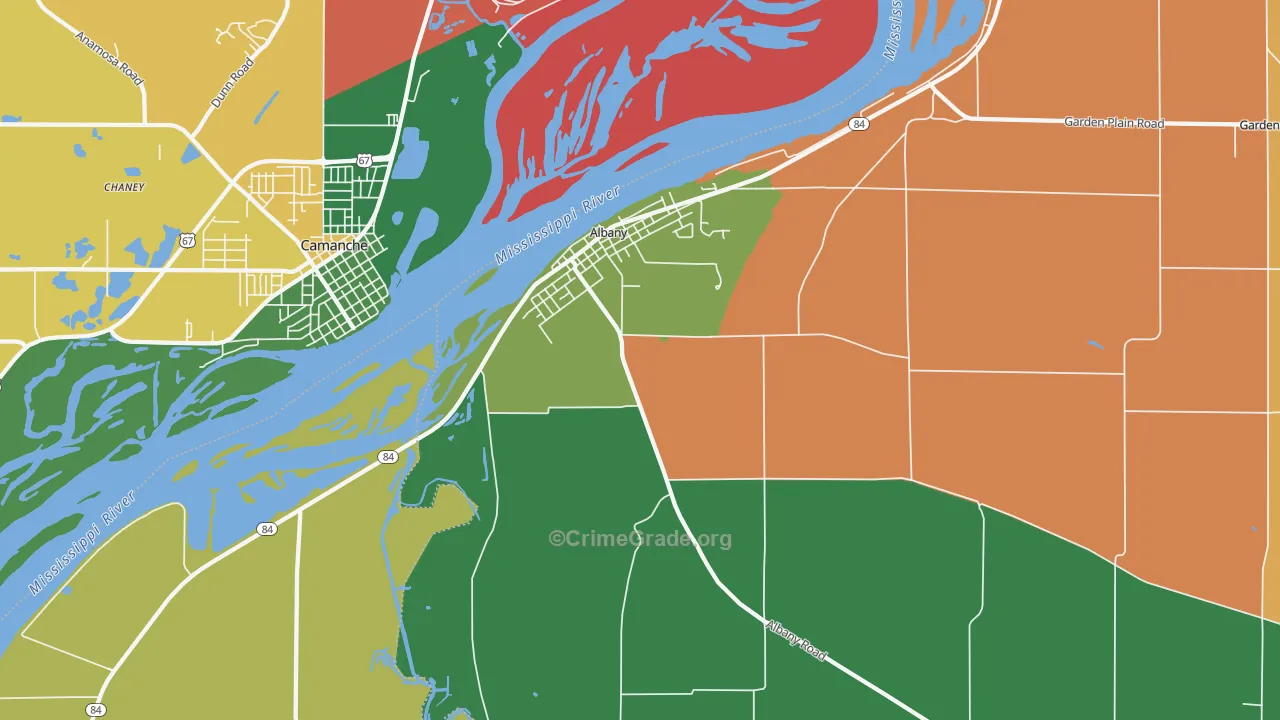 Albany, IL Map of Burglary Rates