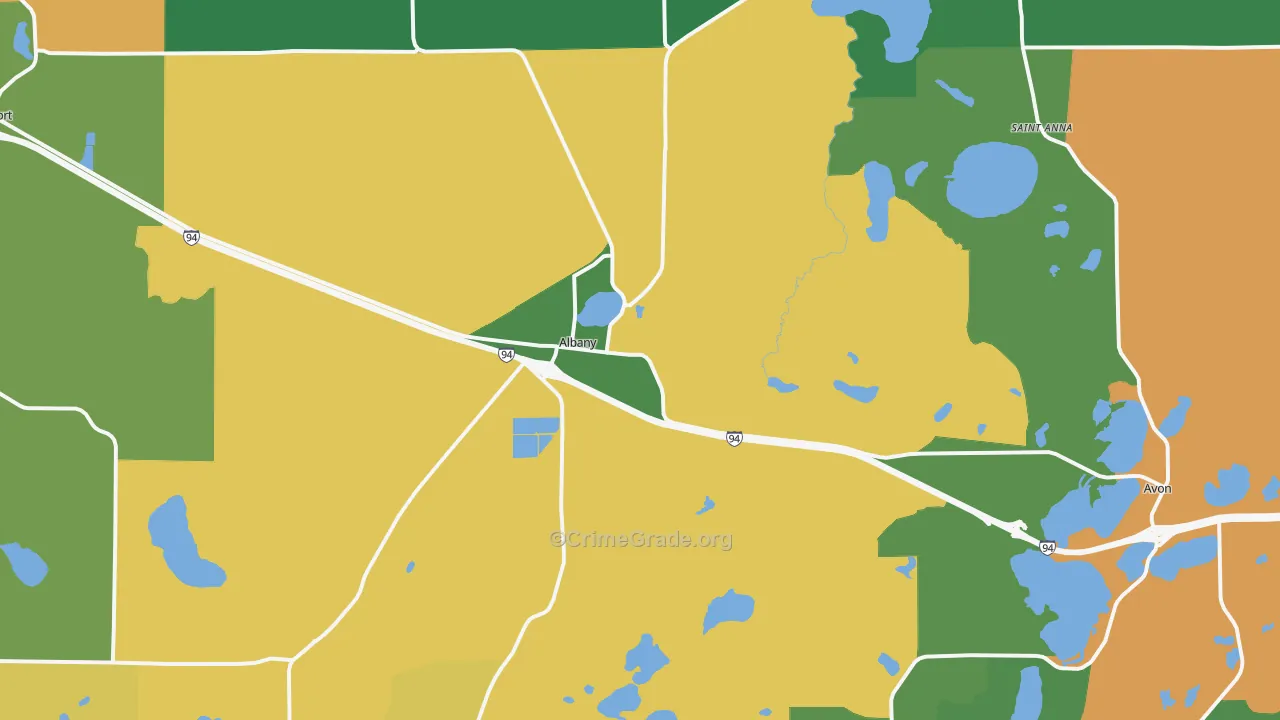 Albany, MN Map of Burglary Rates