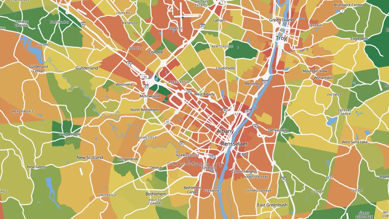 Albany, NY Map of Burglary Rates