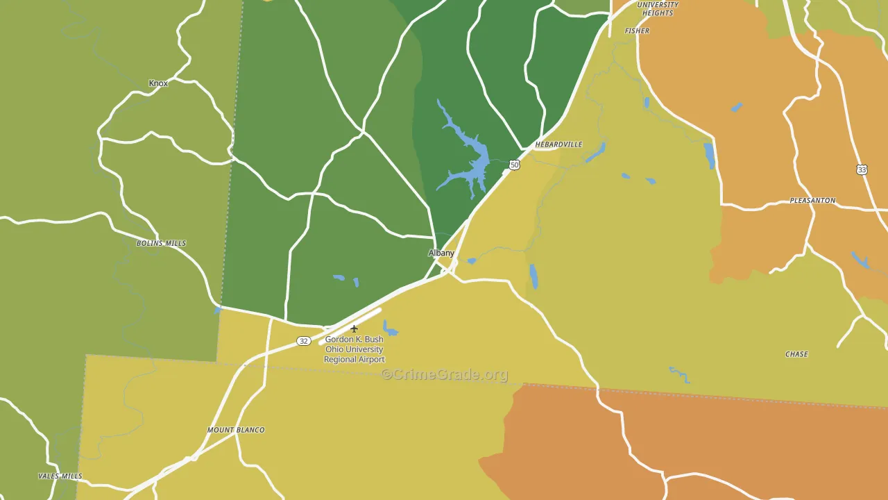 Albany, OH Map of Burglary Rates