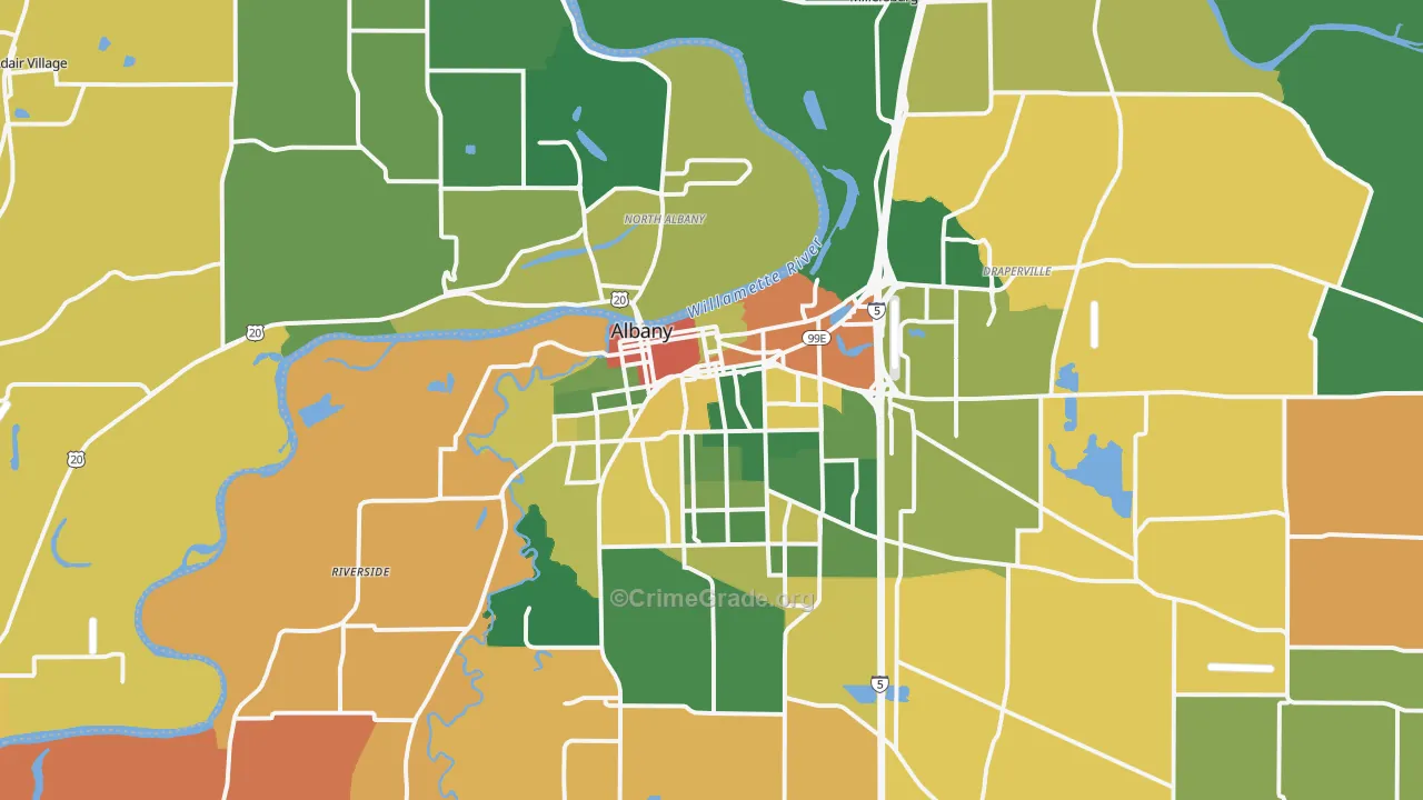 Albany, OR Map of Burglary Rates