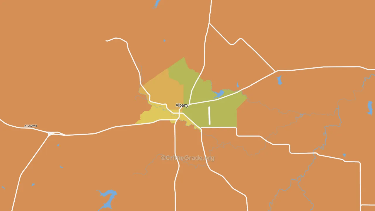 Albany, TX Map of Burglary Rates