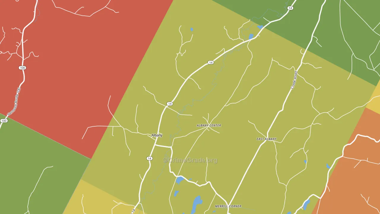 Albany, VT Map of Burglary Rates