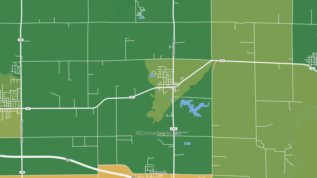 Albers, IL Map of Burglary Rates