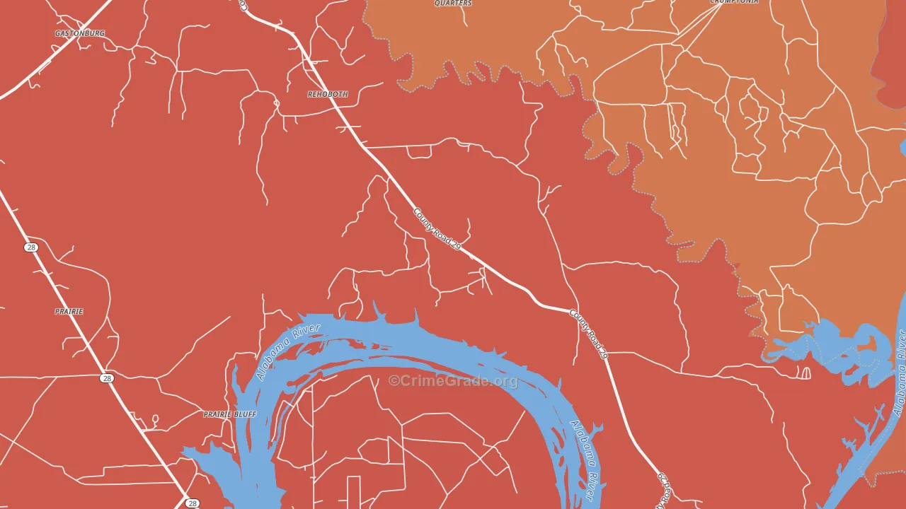 Alberta, AL Map of Burglary Rates
