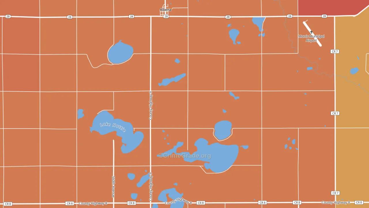 Alberta, MN Map of Burglary Rates