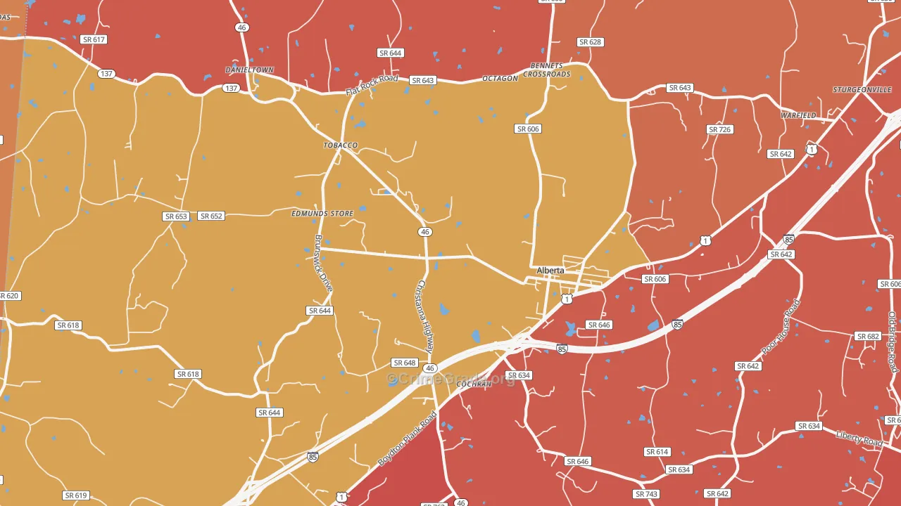 Alberta, VA Map of Burglary Rates