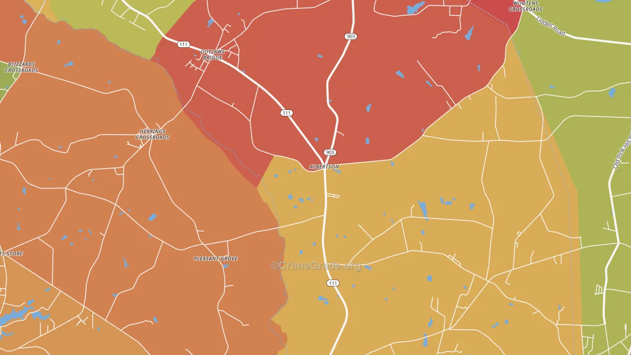 Albertson, NC Map of Burglary Rates