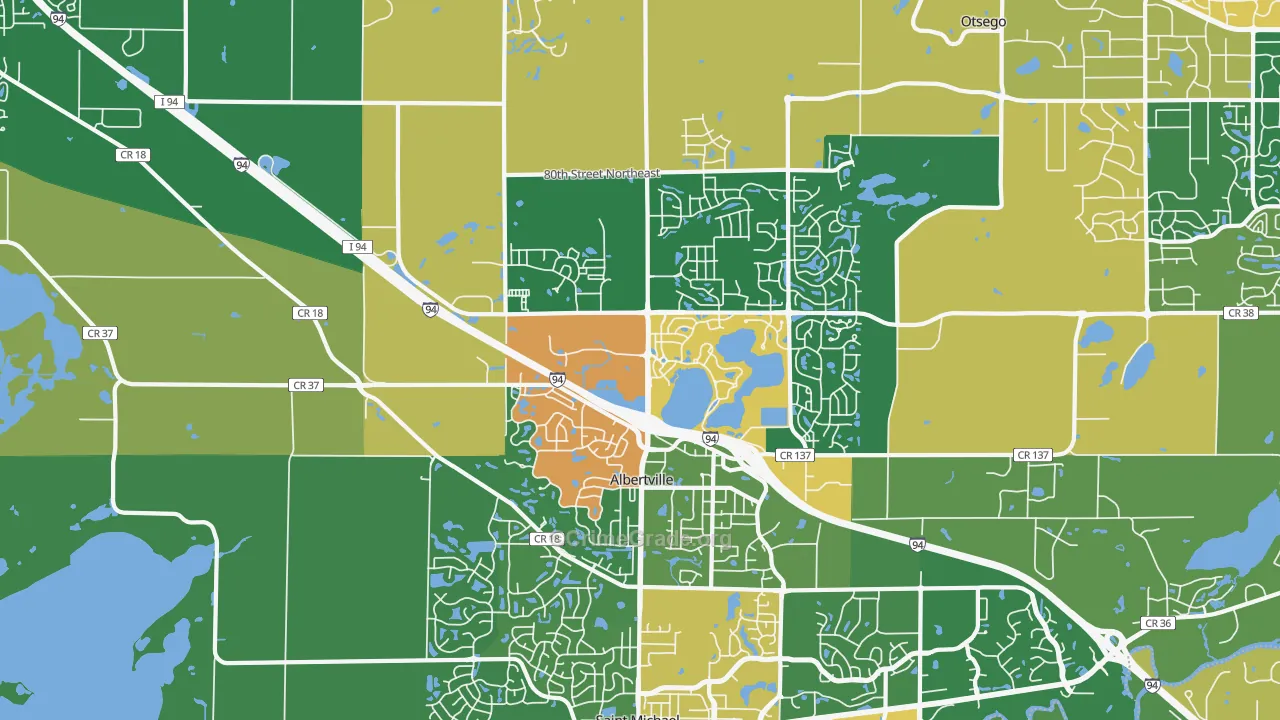 Albertville, MN Map of Burglary Rates