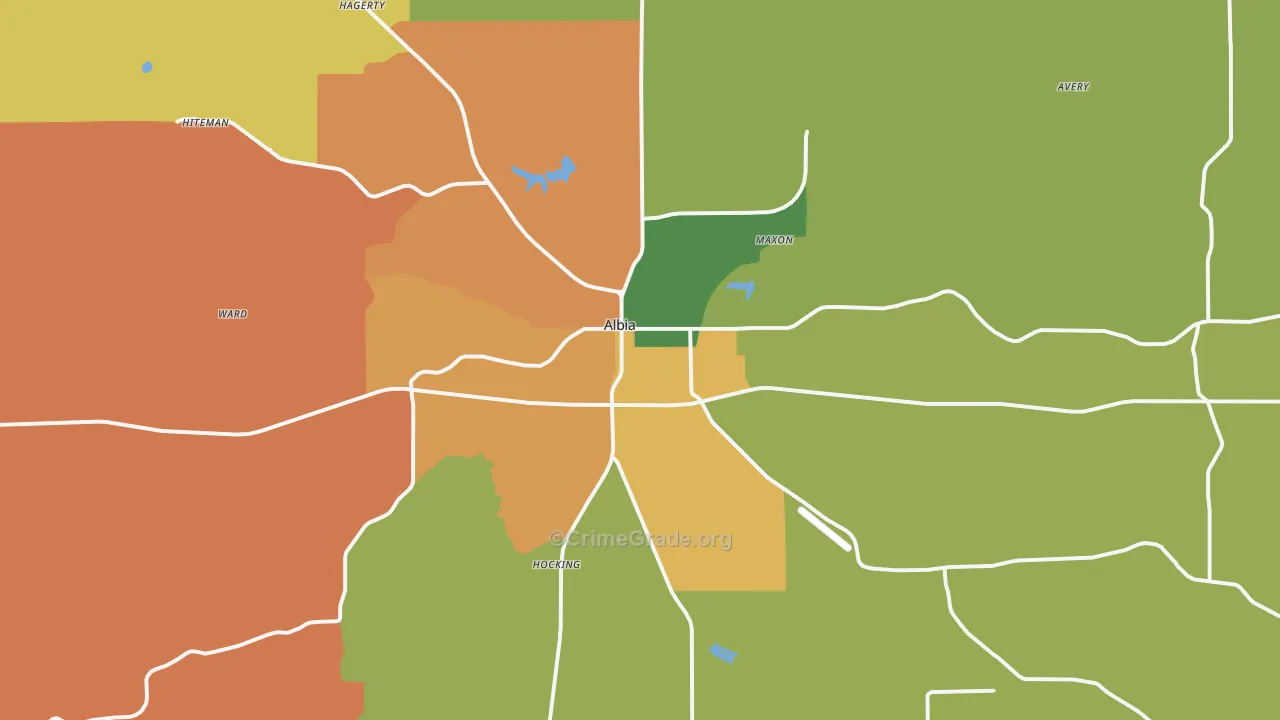Albia, IA Map of Burglary Rates