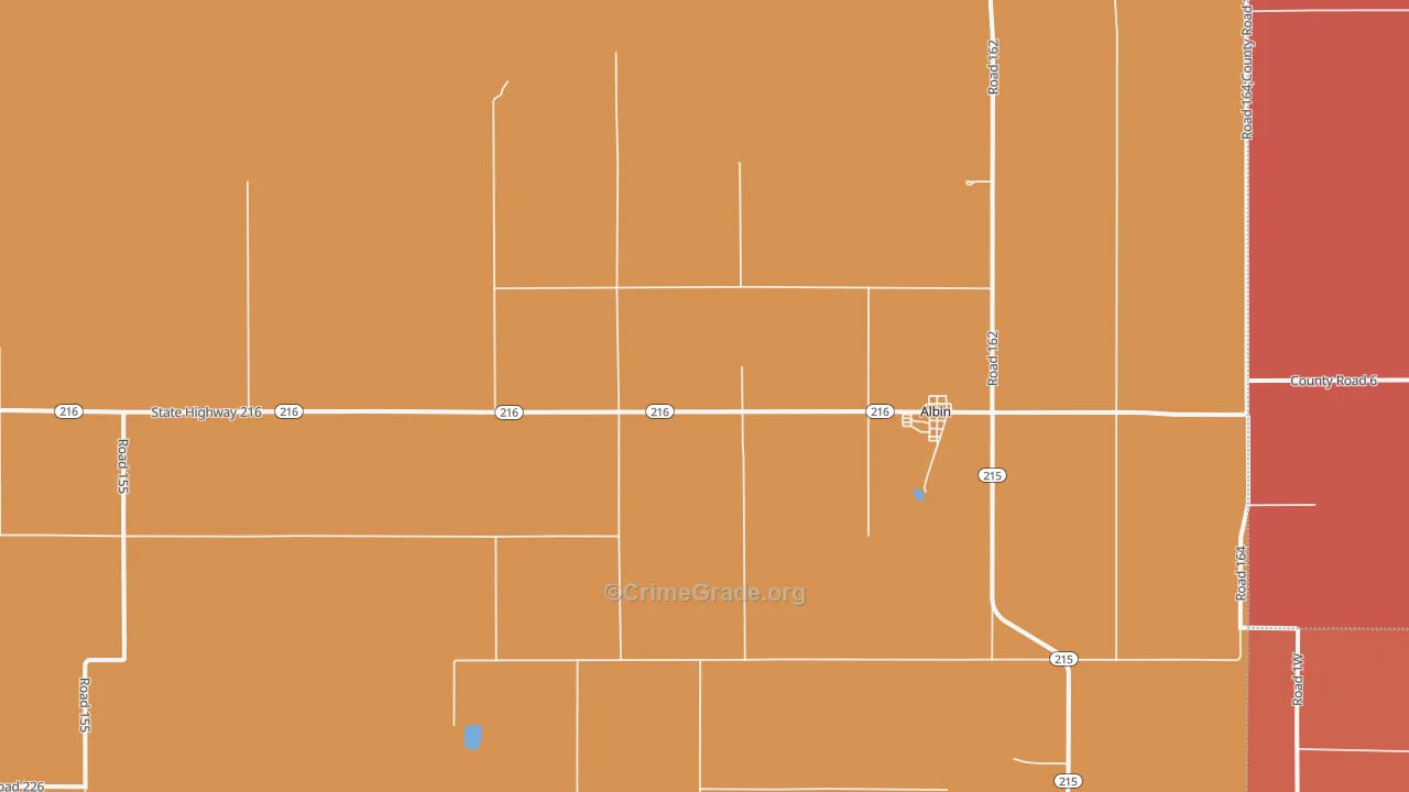 Albin, WY Map of Burglary Rates