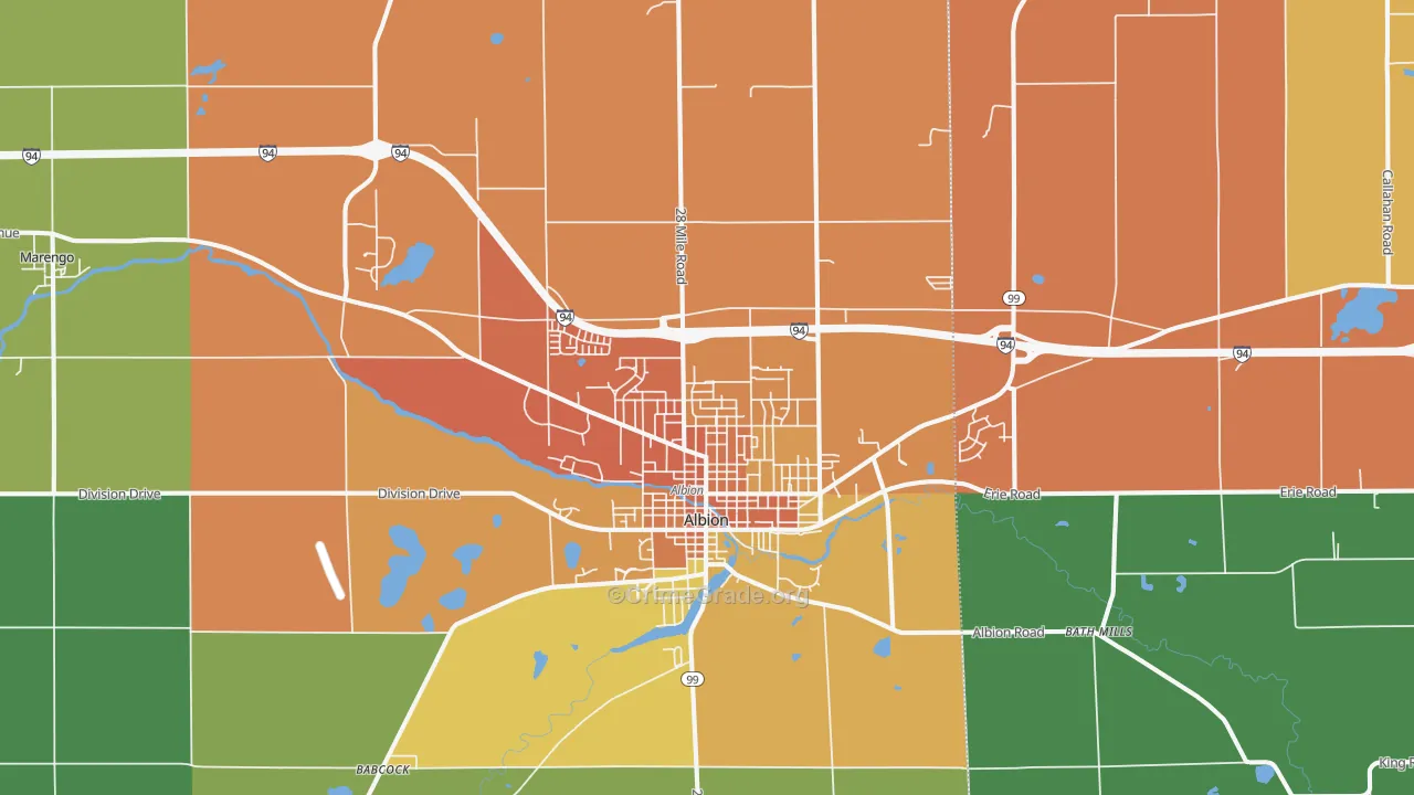 Albion, MI Map of Burglary Rates