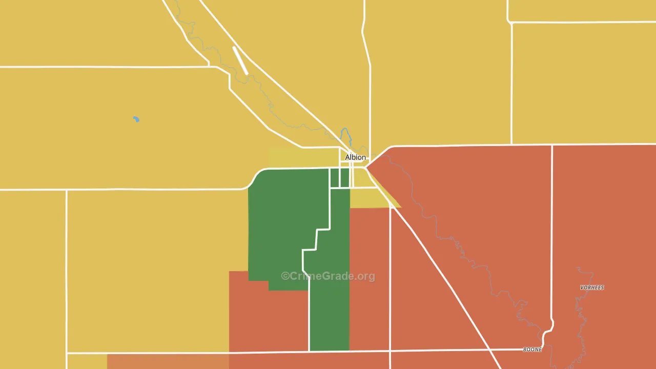 Albion, NE Map of Burglary Rates