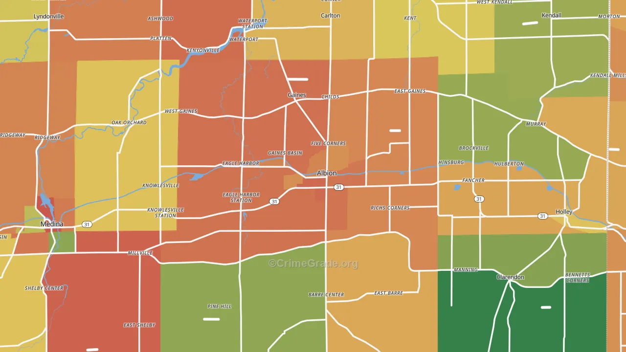 Albion, NY Map of Burglary Rates