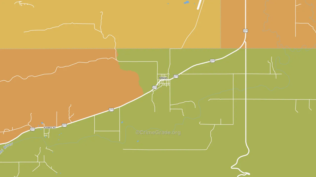 Albion, OK Map of Burglary Rates