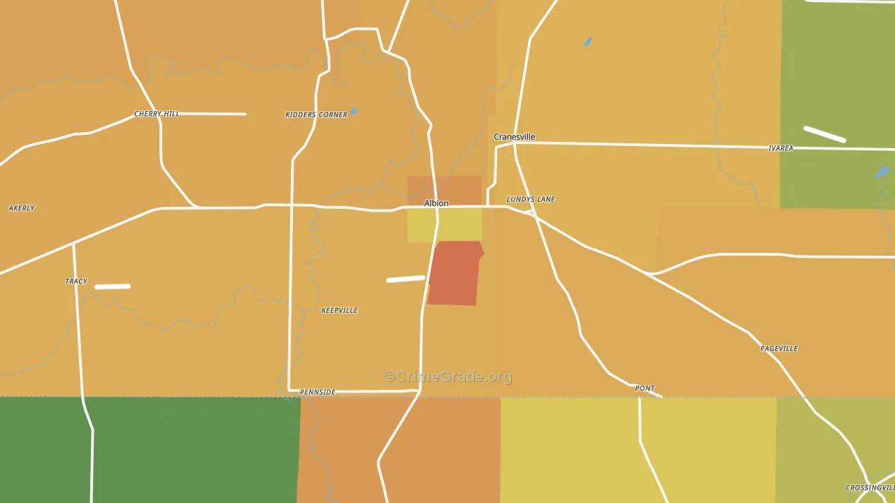 Albion, PA Map of Burglary Rates